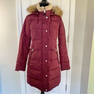 Vince Camuto Faux-Fur-Trim Hooded Down Puffer Coat Size Small